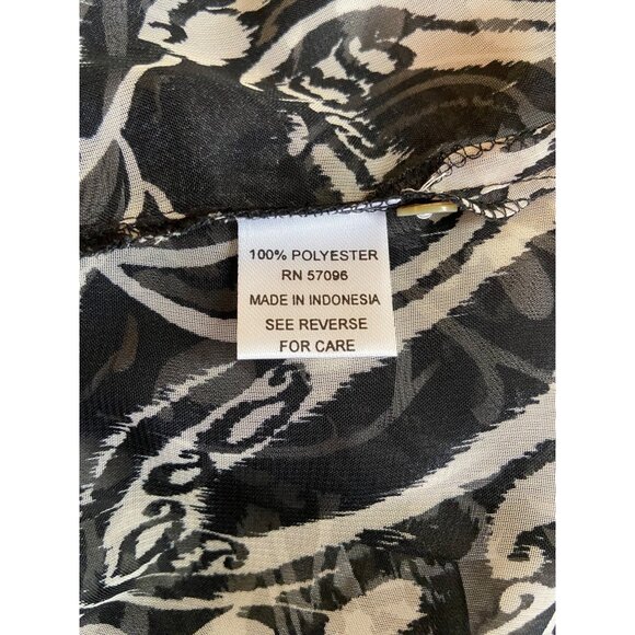 Ncola Womens Blouse XL Sheer Black White Swirl Pattern Button-Up Grannycore - Picture 5 of 9